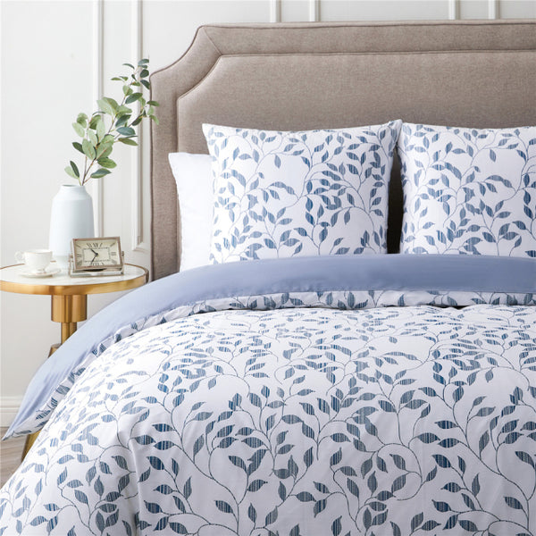 100% Pure Cotton Duvet Cover + Pillowcases - Lake Blue
