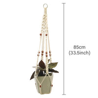 Plaited with Natural Beads Macrame Plant Hanger