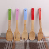 5PCS Bamboo Cooking Utensils 