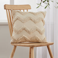 Boho Cotton Linen Cushion Cover - Beige Tufted