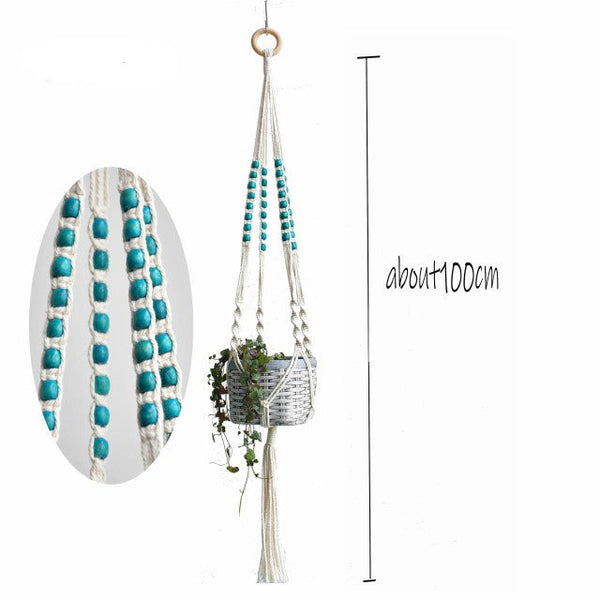 Turquoise Bead Macrame Plant Hanger