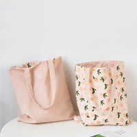 Double-sided Fruit Print Grocery Bag - Pink