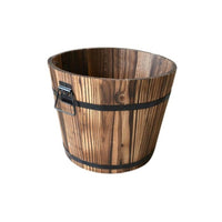 Wooden Round Barrel Planter