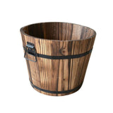 Wooden Round Barrel Planter