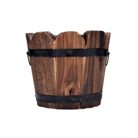 Wooden Round Barrel Planter