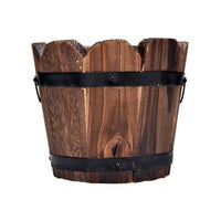 Wooden Round Barrel Planter