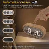 Natural Beechwood Bedside Alarm Clock - USB Powered